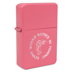 Fish Windproof Lighter - Pink - Double Sided & Lid Engraved (Personalized)