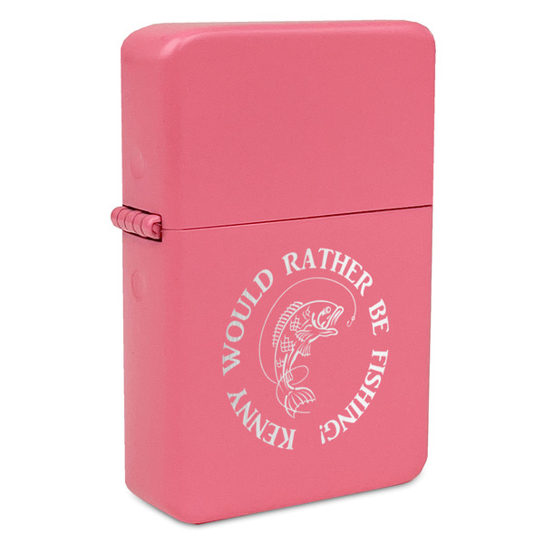 Custom Fish Windproof Lighter - Pink - Double Sided & Lid Engraved (Personalized)