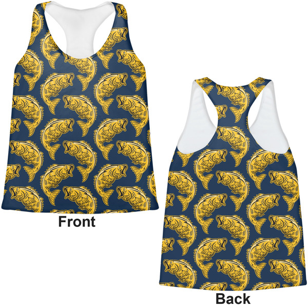 Fish Womens Racerback Tank Tops - Medium - Front and Back