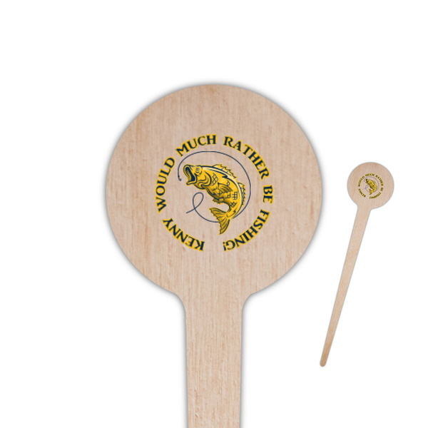 Custom Fish 4" Round Wooden Food Picks - Double Sided (Personalized)