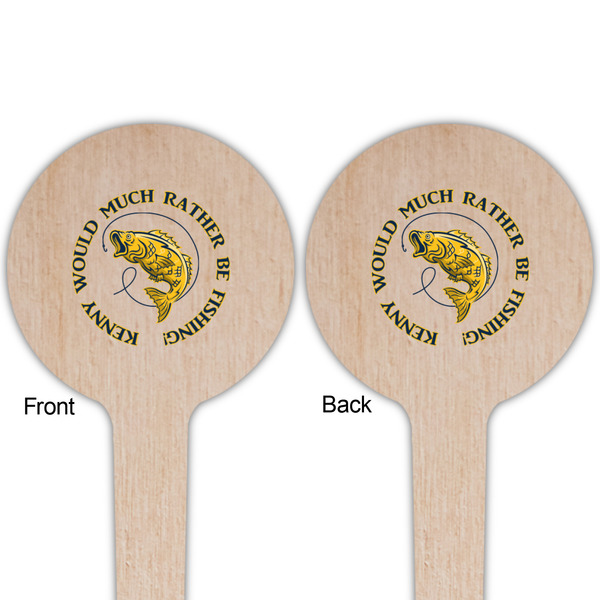 Fish Wooden 4" Food Pick - Round - Double Sided - Front & Back