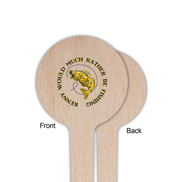 Fish Wooden 4" Food Pick - Round - Single Sided - Front & Back