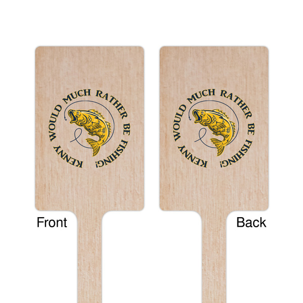 Fish Wooden 6.25" Stir Stick - Rectangular - Double Sided - Front & Back