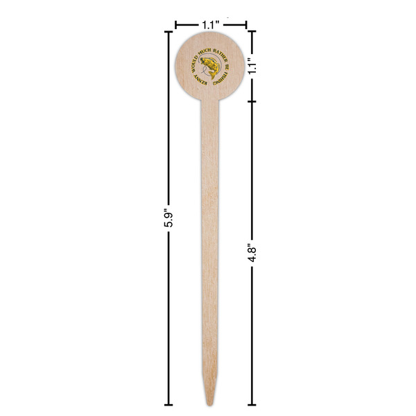 Fish Wooden 6" Food Pick - Round - Dimensions