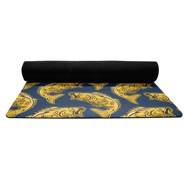 Fish Yoga Mat Rolled up Black Rubber Backing
