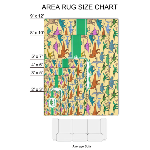 Dinosaurs 2'x3' Indoor Area Rugs - Size Chart