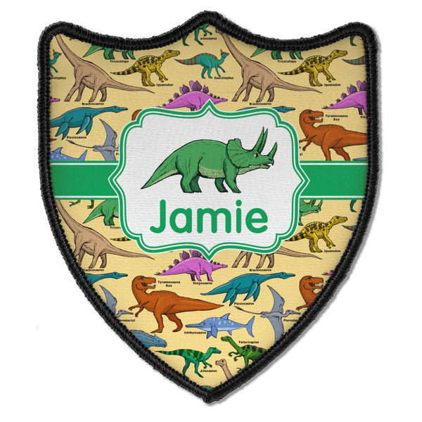 Custom Dinosaurs Iron On Shield Patch B w/ Name or Text