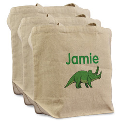 Dinosaurs Reusable Cotton Grocery Bags - Set of 3 (Personalized)