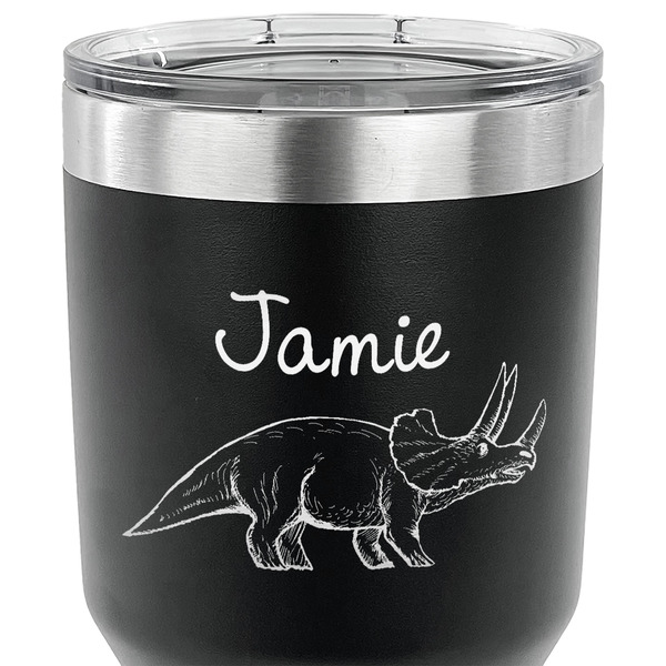 Dinosaurs 30 oz Stainless Steel Ringneck Tumbler - Black - CLOSE UP