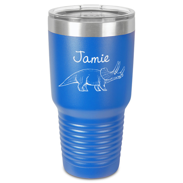 Custom Dinosaurs 30 oz Stainless Steel Tumbler - Royal Blue - Single-Sided (Personalized)