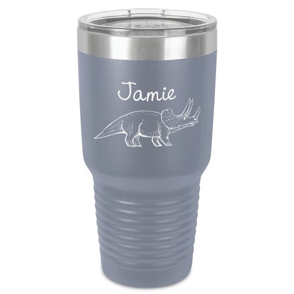Custom Dinosaurs 30 oz Stainless Steel Tumbler - Grey - Single-Sided (Personalized)