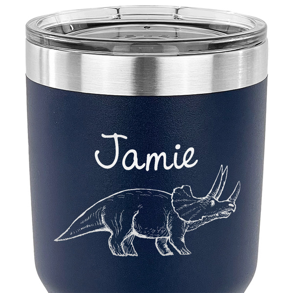 Dinosaurs 30 oz Stainless Steel Ringneck Tumbler - Navy - CLOSE UP