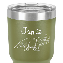 Dinosaurs 30 oz Stainless Steel Tumbler - Olive - Single-Sided (Personalized)