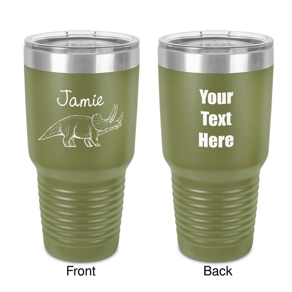 Custom Dinosaurs 30 oz Stainless Steel Tumbler - Olive - Double-Sided (Personalized)