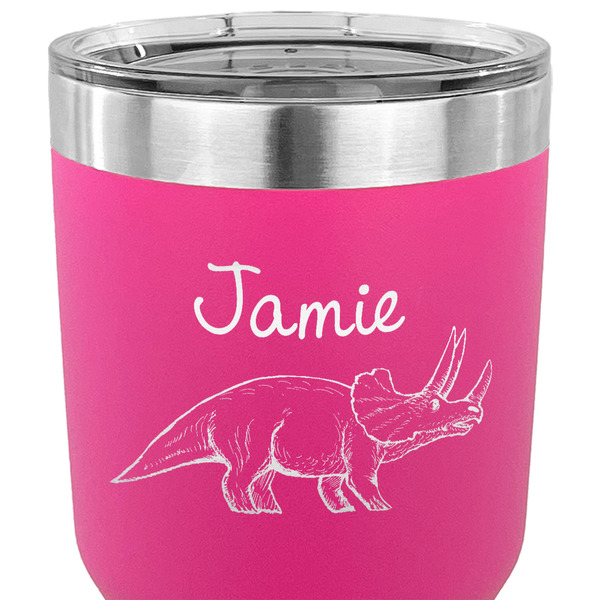 Dinosaurs 30 oz Stainless Steel Ringneck Tumbler - Pink - CLOSE UP