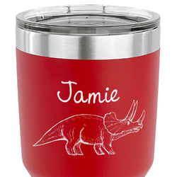 Dinosaurs 30 oz Stainless Steel Tumbler - Red - Single Sided (Personalized)