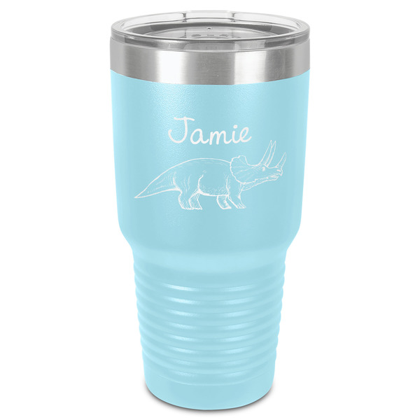 Custom Dinosaurs 30 oz Stainless Steel Tumbler - Teal - Single-Sided (Personalized)