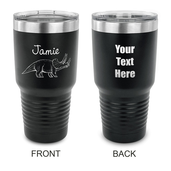 Custom Dinosaurs 30 oz Stainless Steel Tumbler - Black - Double Sided (Personalized)