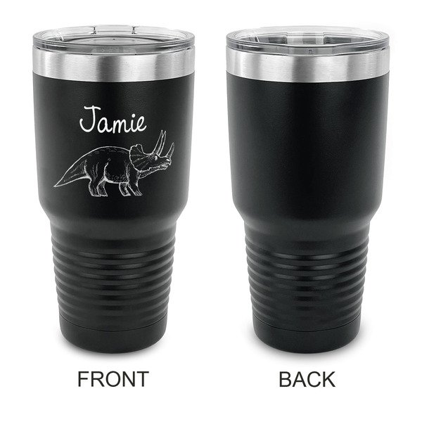 Dinosaurs 30 oz Stainless Steel Ringneck Tumblers - Black - Single Sided - APPROVAL