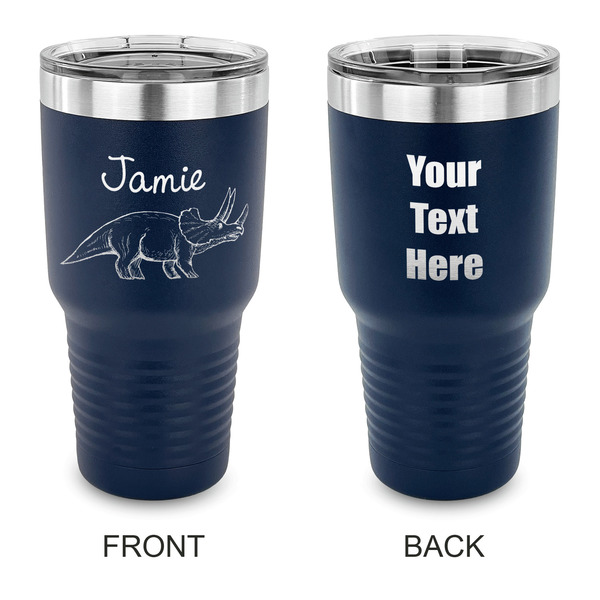 Custom Dinosaurs 30 oz Stainless Steel Tumbler - Navy - Double Sided (Personalized)