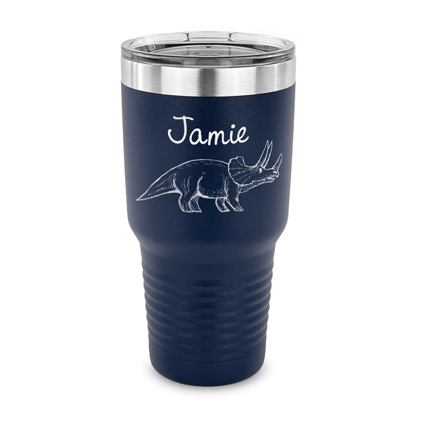 Custom Dinosaurs 30 oz Stainless Steel Tumbler - Navy - Single Sided (Personalized)