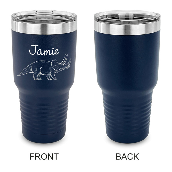 Dinosaurs 30 oz Stainless Steel Ringneck Tumblers - Navy - Single Sided - APPROVAL