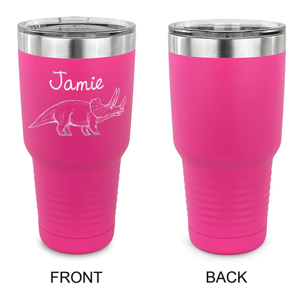 Dinosaurs 30 oz Stainless Steel Ringneck Tumblers - Pink - Single Sided - APPROVAL