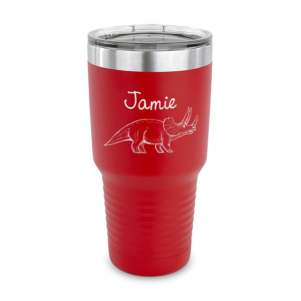 Custom Dinosaurs 30 oz Stainless Steel Tumbler - Red - Single Sided (Personalized)