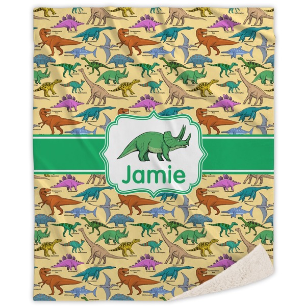 Custom Dinosaurs Sherpa Throw Blanket (Personalized)