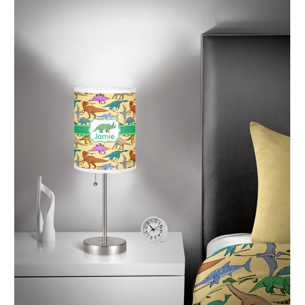 Dinosaurs 7 inch drum lamp shade - in room