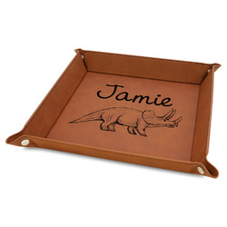 Dinosaurs 9" x 9" Leather Valet Tray w/ Name or Text