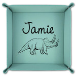 Dinosaurs Teal Faux Leather Valet Tray (Personalized)