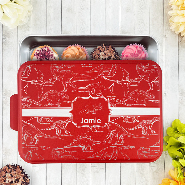 Dinosaurs Aluminum Baking Pan - Red Lid - LIFESTYLE
