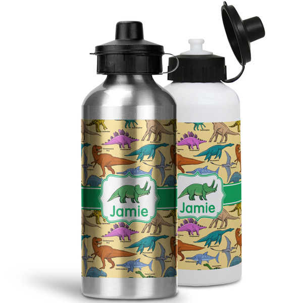 Dinosaurs Aluminum Water Bottles - MAIN (white &silver)