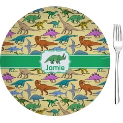 Dinosaurs Glass Appetizer / Dessert Plate 8" (Personalized)