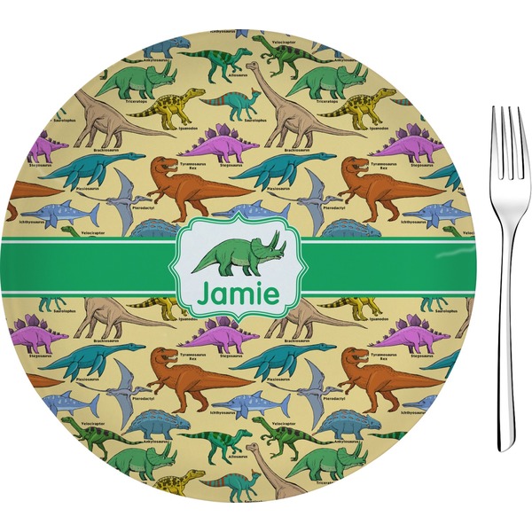 Custom Dinosaurs 8" Glass Appetizer / Dessert Plates - Single or Set (Personalized)