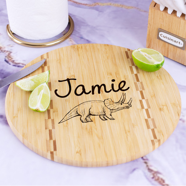 Dinosaurs Bamboo Cutting Board - In Context