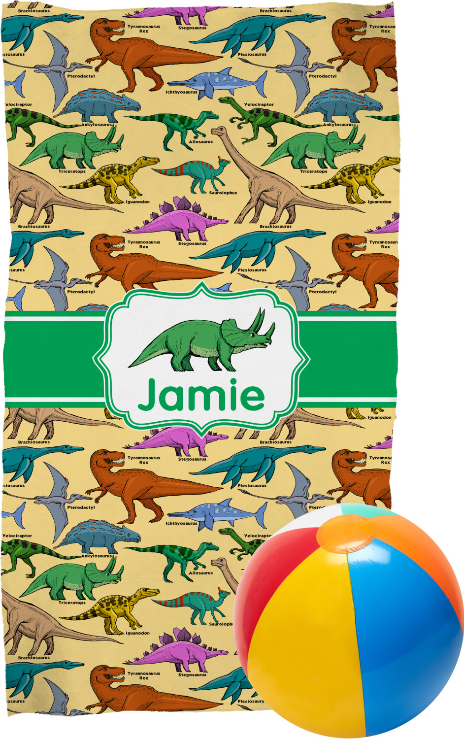 Dinosaurs Beach Towel (Personalized) YouCustomizeIt
