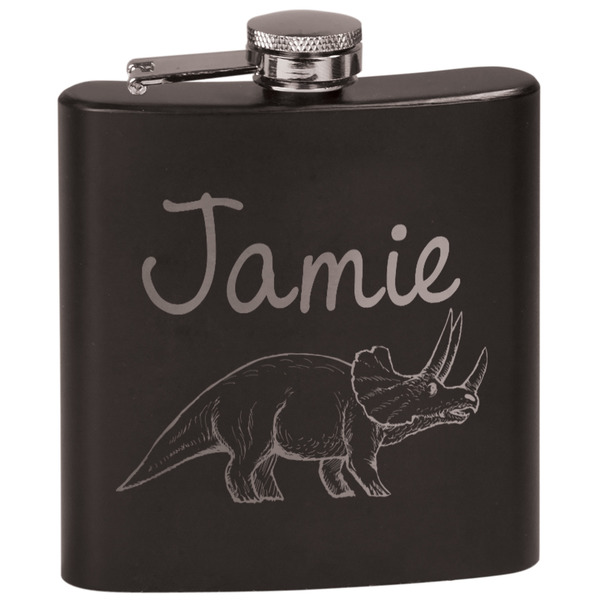 Custom Dinosaurs Black Flask Set (Personalized)