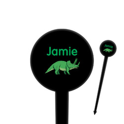 Dinosaurs 4" Round Plastic Food Picks - Black - Double Sided (Personalized)