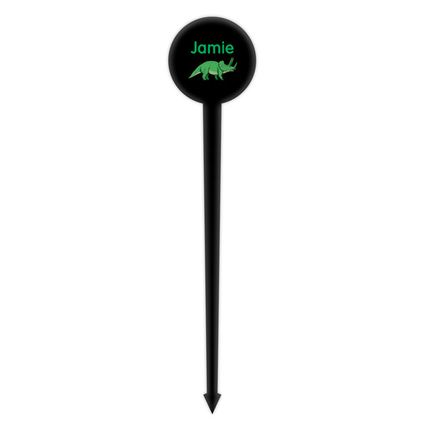 Dinosaurs Black Plastic 4" Food Pick - Round - Single Pick