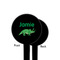 Dinosaurs Black Plastic 4" Food Pick - Round - Single Sided - Front & Back