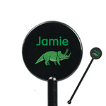 Dinosaurs 5.5" Round Plastic Stir Sticks - Black - Double Sided (Personalized)