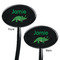 Dinosaurs Black Plastic 7" Stir Stick - Double Sided - Oval - Front & Back