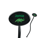 Dinosaurs 7" Oval Plastic Stir Sticks - Black - Double Sided (Personalized)