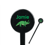 Dinosaurs 7" Round Plastic Stir Sticks - Black - Single Sided (Personalized)