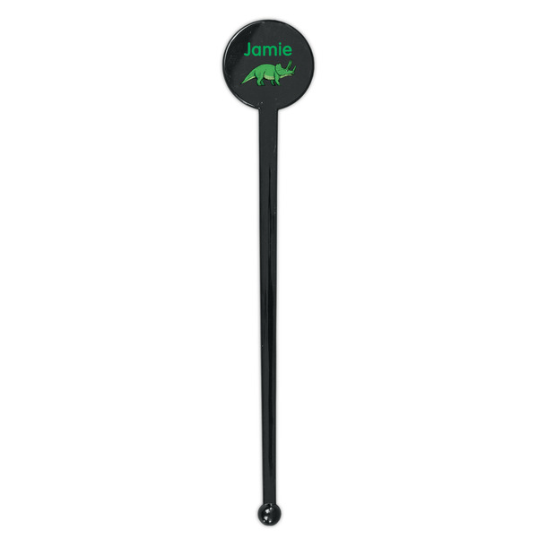 Dinosaurs Black Plastic 7" Stir Stick - Round - Single Stick