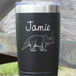 Dinosaurs 20 oz Stainless Steel Tumbler - Black - Single Sided (Personalized)