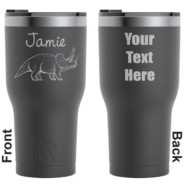 Custom Dinosaurs RTIC Tumbler - Black - Engraved Front & Back (Personalized)