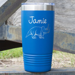 Dinosaurs 20 oz Stainless Steel Tumbler - Royal Blue - Single Sided (Personalized)